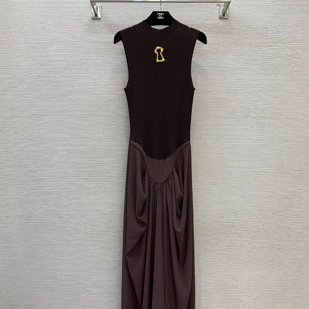 Schiaparelli Knitted Patchwork Sleeveless Maxi Dr… - image 1